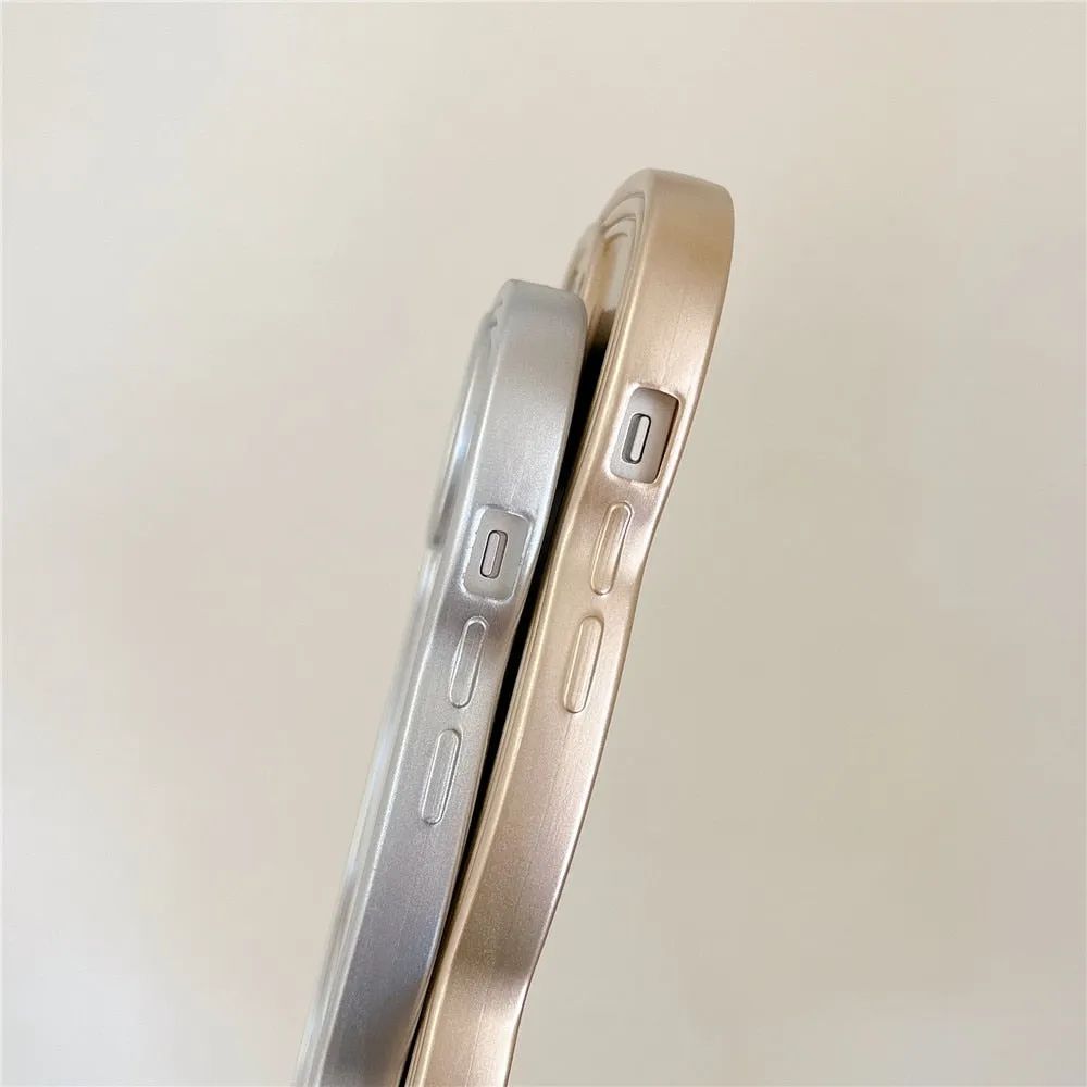 Anymob iPhone Gold Chromed Wave Phone Case Soft Silicone Shockproof Protection Back Cover