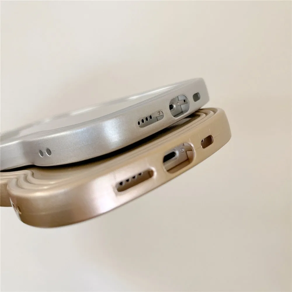 Anymob iPhone Gold Chromed Wave Phone Case Soft Silicone Shockproof Protection Back Cover