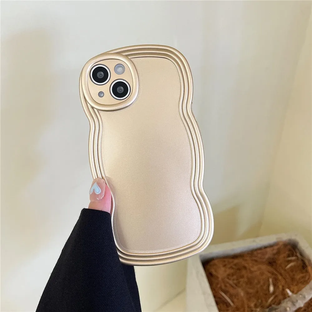Anymob iPhone Gold Chromed Wave Phone Case Soft Silicone Shockproof Protection Back Cover