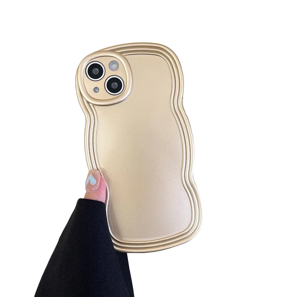 Anymob iPhone Gold Chromed Wave Phone Case Soft Silicone Shockproof Protection Back Cover