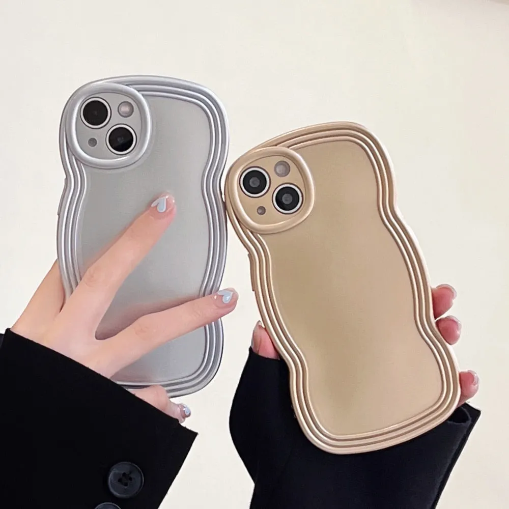 Anymob iPhone Gold Chromed Wave Phone Case Soft Silicone Shockproof Protection Back Cover