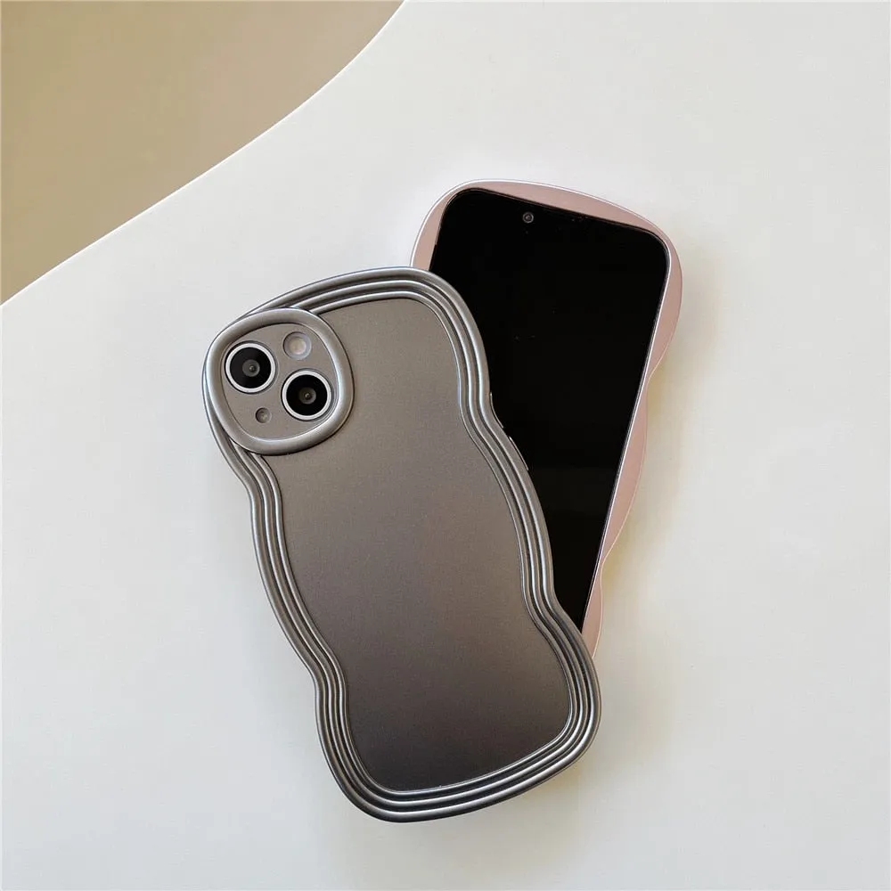 Anymob iPhone Gold Chromed Wave Phone Case Soft Silicone Shockproof Protection Back Cover