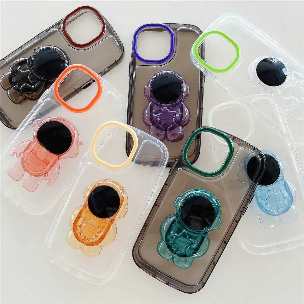 Anymob iPhone Green Astronaut Holder Phone Case Transparent Shockproof Bumper Back Cover