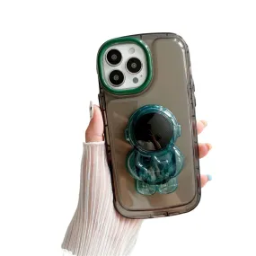 Anymob iPhone Green Astronaut Holder Phone Case Transparent Shockproof Bumper Back Cover