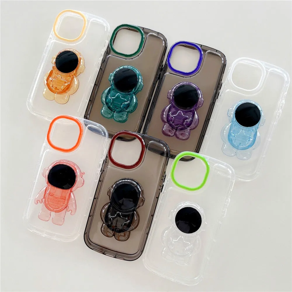 Anymob iPhone Green Astronaut Holder Phone Case Transparent Shockproof Bumper Back Cover