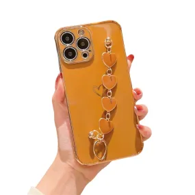 Anymob iPhone Khaki Electroplated Bracelet Love Heart Phone Case Soft Back Cover
