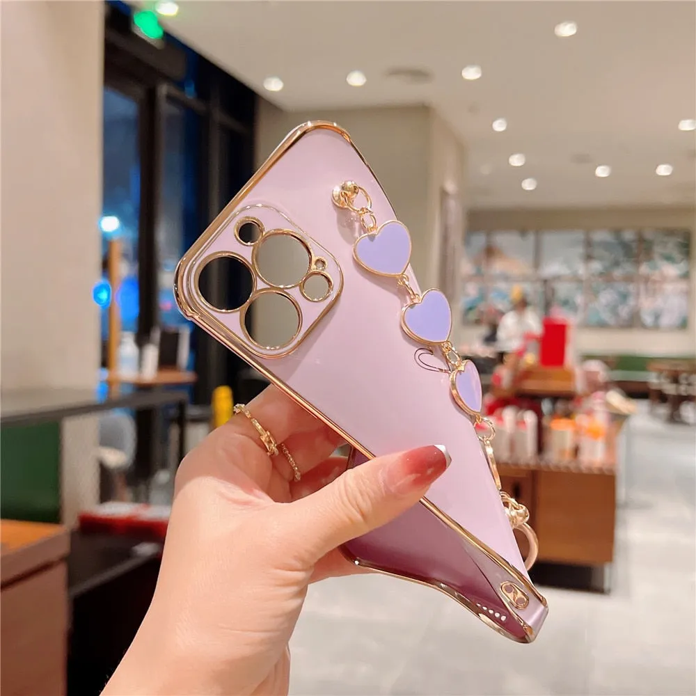 Anymob iPhone Khaki Electroplated Bracelet Love Heart Phone Case Soft Back Cover