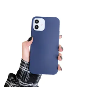 Anymob iPhone Navy Blue Silicone Plain Phone Case Soft Candy Cover