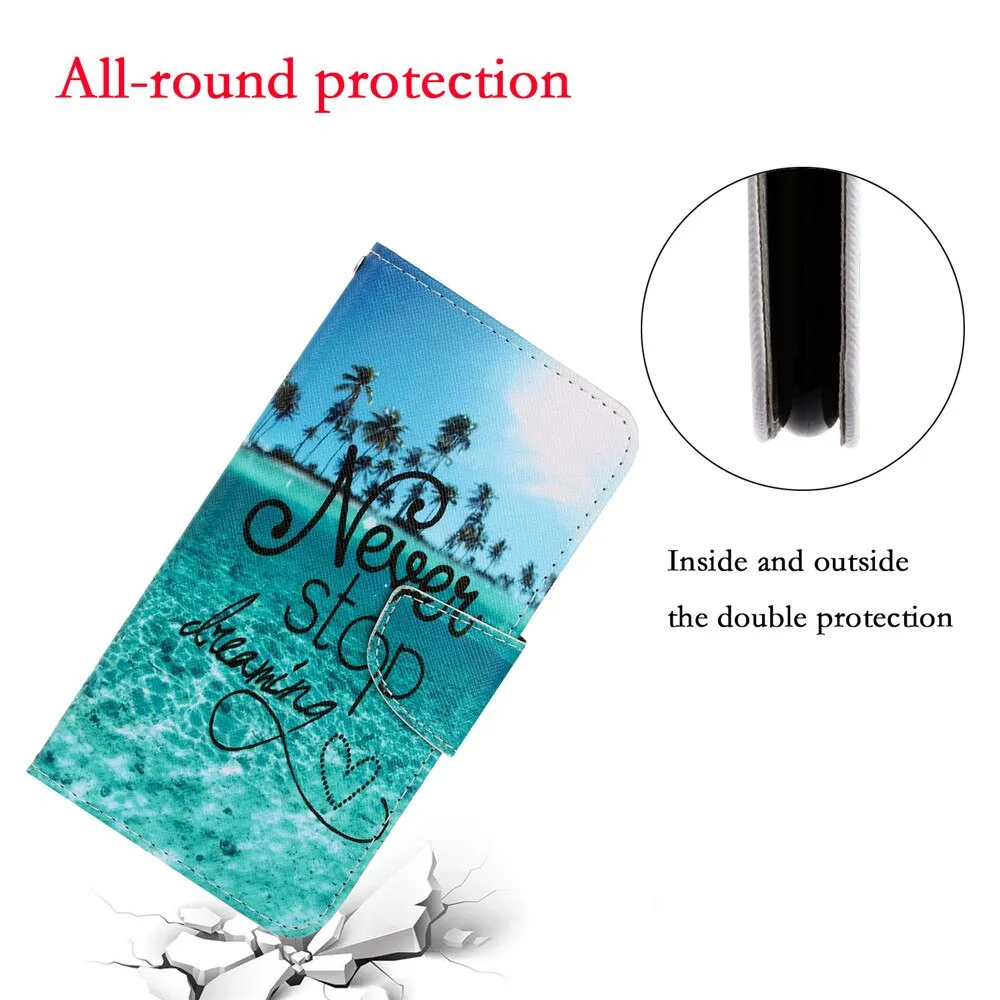 Anymob iPhone Ocean Flip Phone Cases Magnetic Leather Wallet Back Cover