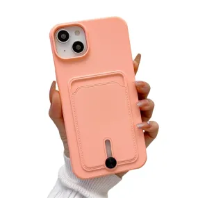 Anymob iPhone Peach Wallet Card Slots Holder Case Soft Silicone Shockproof Cover