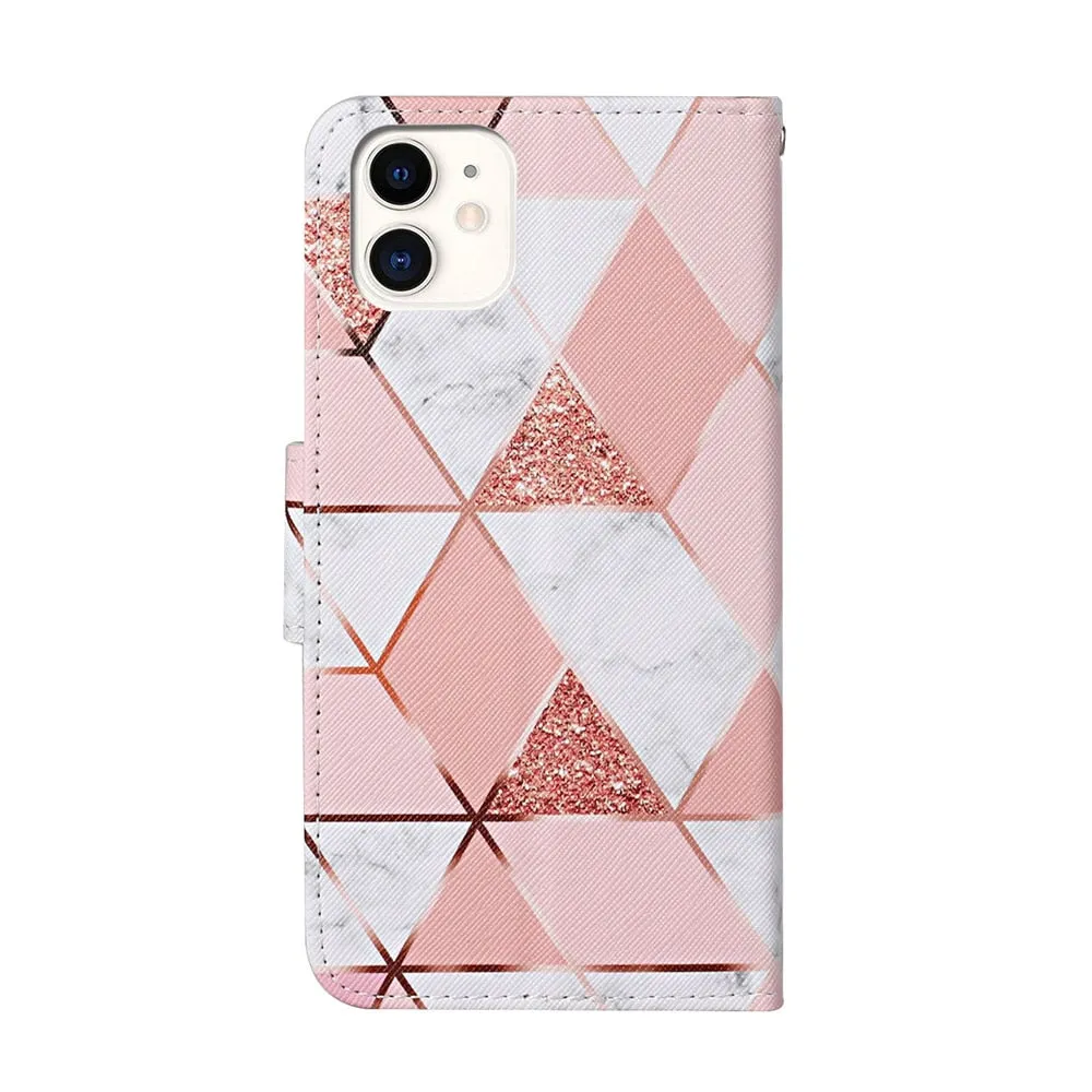Anymob iPhone Pink Butterfly Flip Leather Phone Case With Wallet Slot Cases Cover