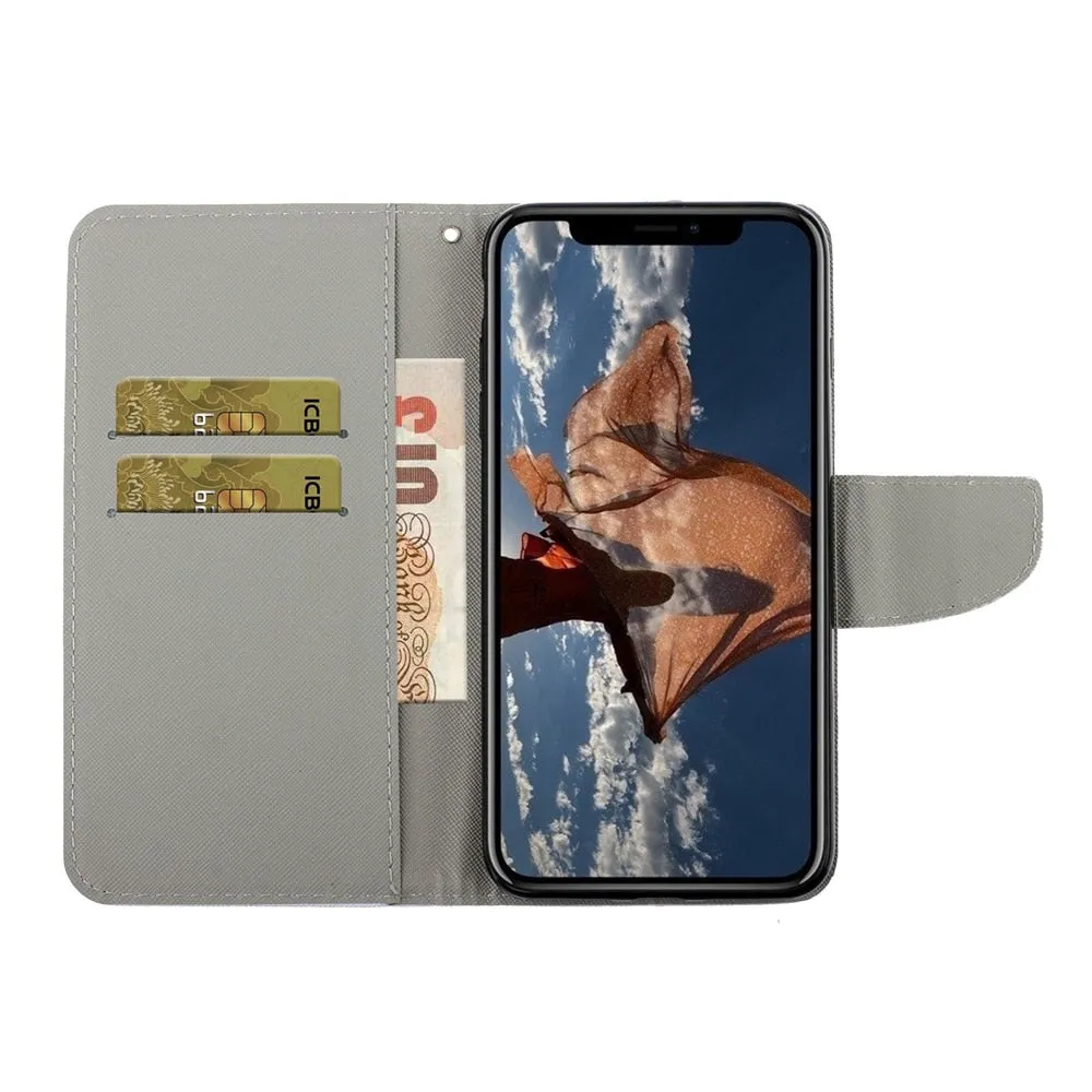 Anymob iPhone Pink Butterfly Flip Leather Phone Case With Wallet Slot Cases Cover