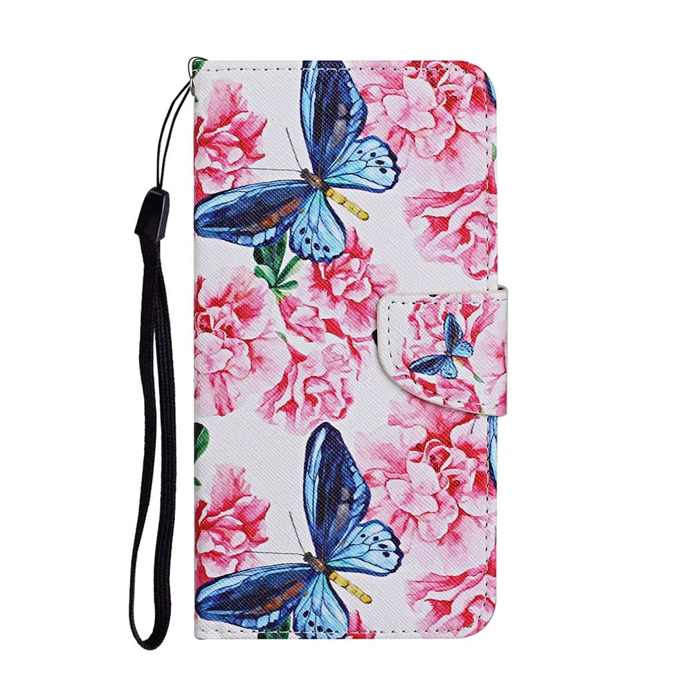Anymob iPhone Pink Butterfly Flip Leather Phone Case With Wallet Slot Cases Cover