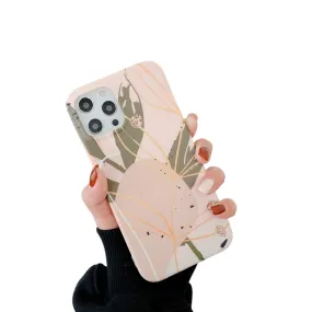 Anymob iPhone Pink Leaf Pattern Phone Case Soft Silicone Back Cover