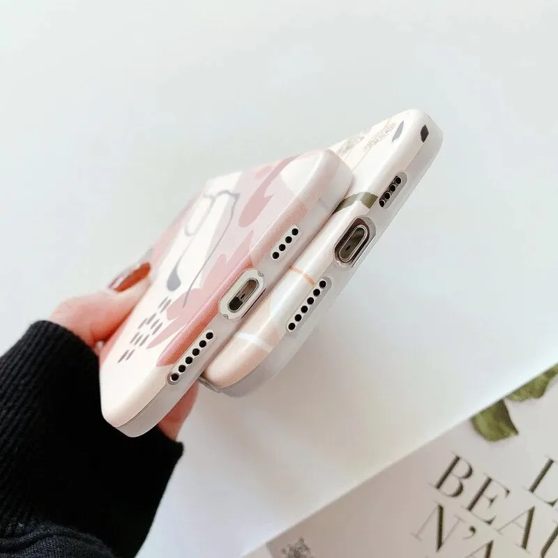 Anymob iPhone Pink Leaf Pattern Phone Case Soft Silicone Back Cover