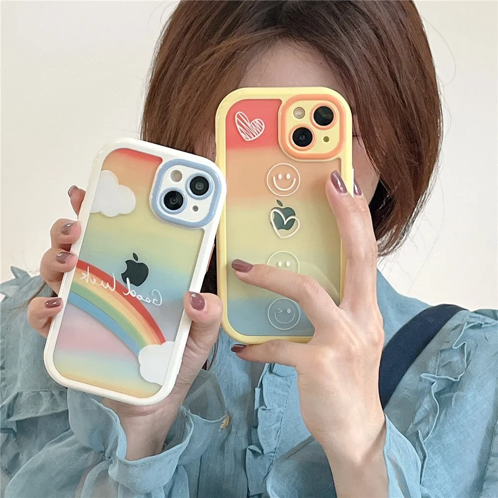 Anymob iPhone Pink Smoke Acrylic Watercolor Phone Case Transparent Shockproof Cover