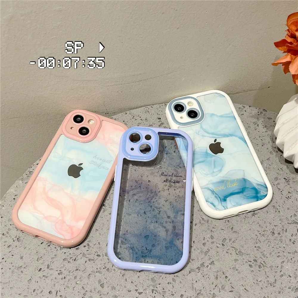 Anymob iPhone Pink Smoke Acrylic Watercolor Phone Case Transparent Shockproof Cover