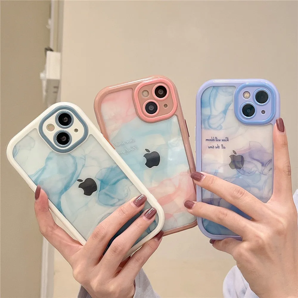 Anymob iPhone Pink Smoke Acrylic Watercolor Phone Case Transparent Shockproof Cover