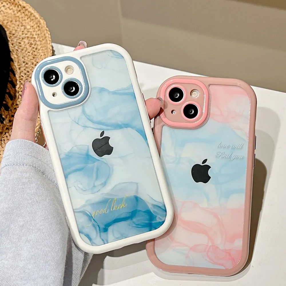 Anymob iPhone Pink Smoke Acrylic Watercolor Phone Case Transparent Shockproof Cover