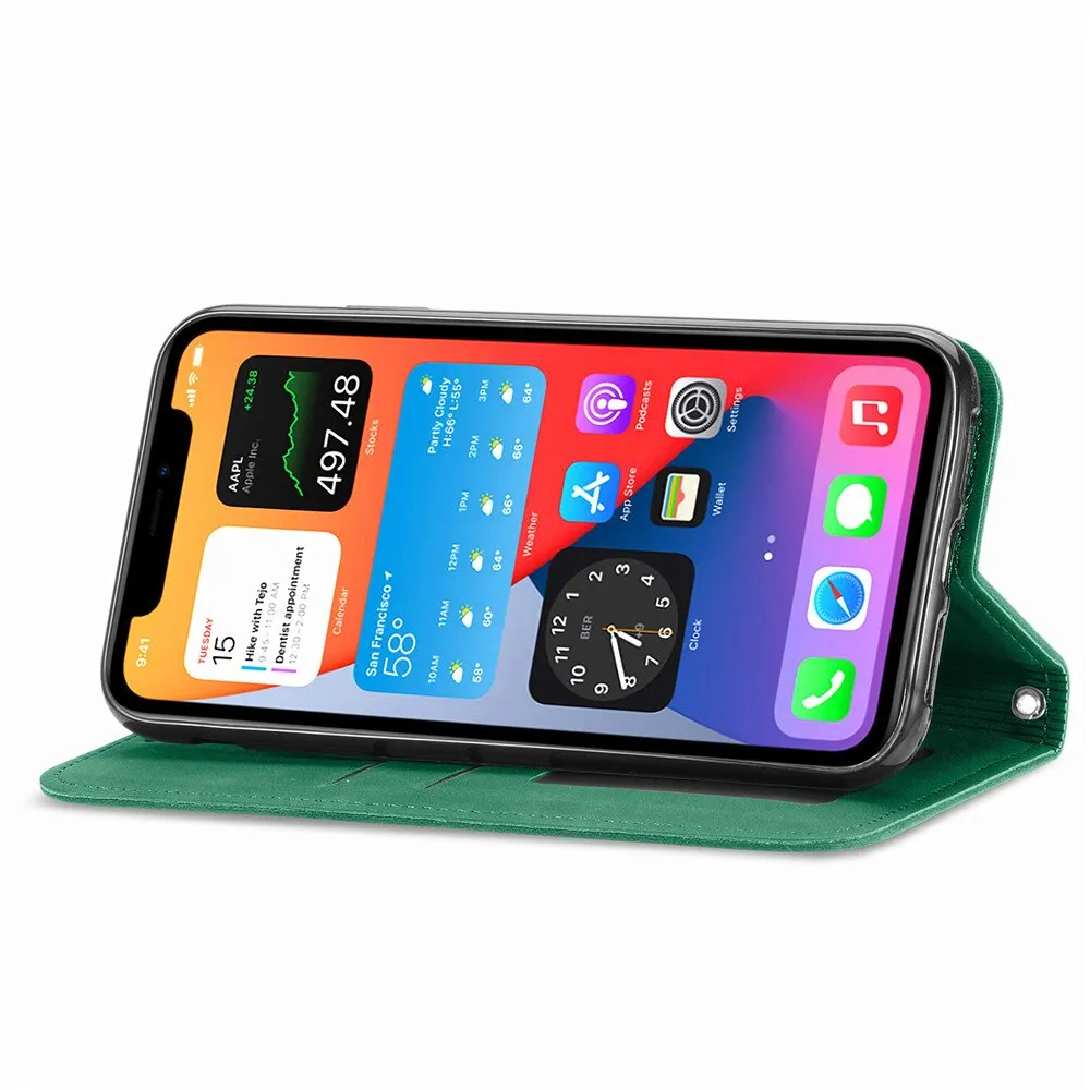 Anymob iPhone Red Magnetic Flip Leather Phone Case Card slot Wallet Cover