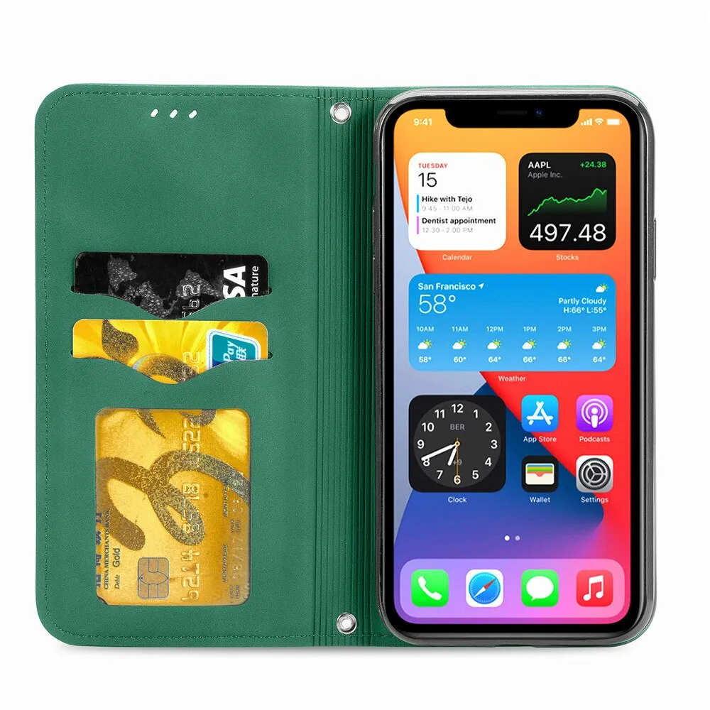 Anymob iPhone Red Magnetic Flip Leather Phone Case Card slot Wallet Cover