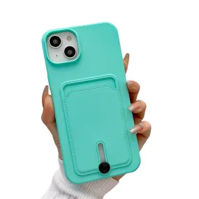 Anymob iPhone Sky Blue Wallet Card Slots Holder Case Soft Silicone Shockproof Cover