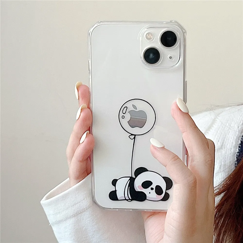 Anymob iPhone Typing Panda Cartoon Transparent Phone Case Silicone Cover