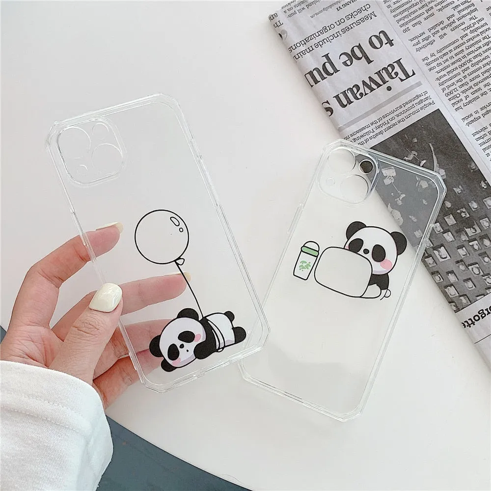 Anymob iPhone Typing Panda Cartoon Transparent Phone Case Silicone Cover