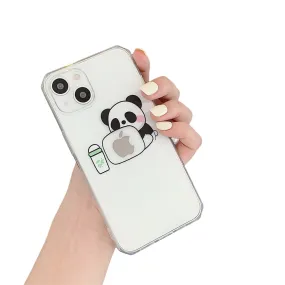 Anymob iPhone Typing Panda Cartoon Transparent Phone Case Silicone Cover