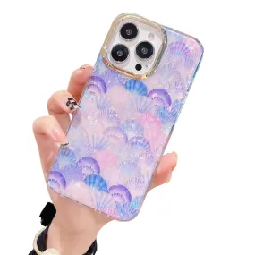 Anymob iPhone Violet Glitter Dream Shell Pattern Case Soft IMD Silicon Shockproof Cover Bumper