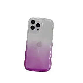 Anymob iPhone Violet Gradient Clear Curly Wave Phone Case Shockproof Transparent Cover
