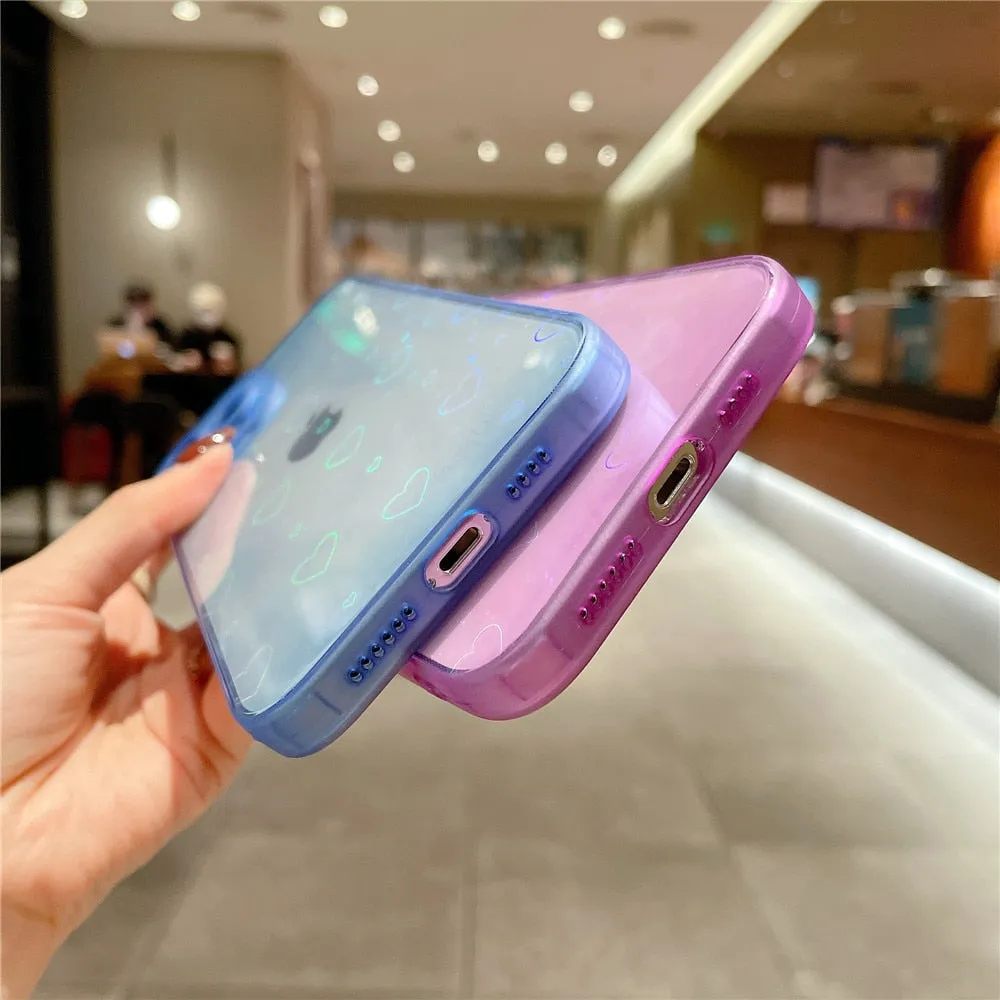 Anymob iPhone Yellow Green Love Heart Transparent Phone Case Fluorescent Soft Bumper Back Cover