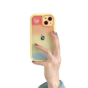 Anymob iPhone Yellow Smiley Acrylic Watercolor Phone Case Transparent Shockproof Cover
