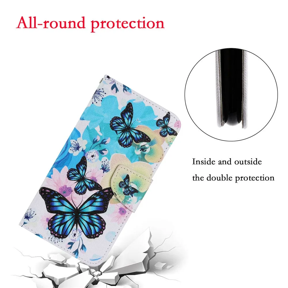 Anymob Samsung Black Geometric Painted Case Flip Wallet Leather Phone Cover