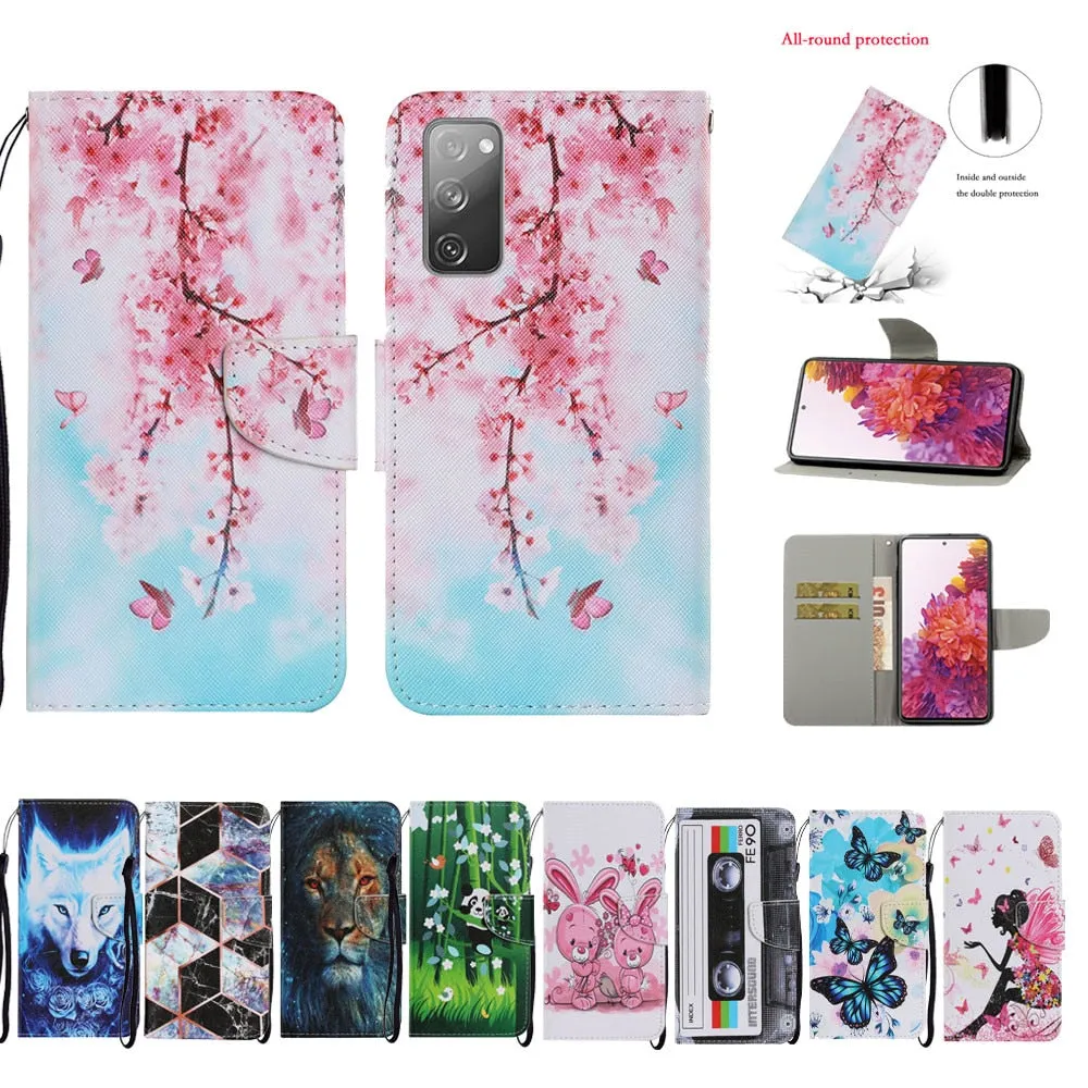 Anymob Samsung Black Geometric Painted Case Flip Wallet Leather Phone Cover