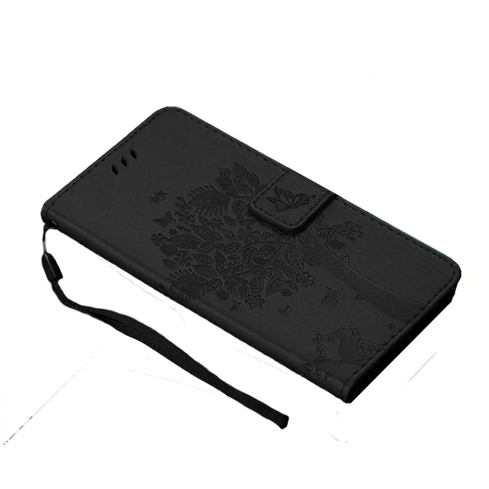 Anymob Samsung Black Leather Flip Case Cover Phone Bag Shell Cover