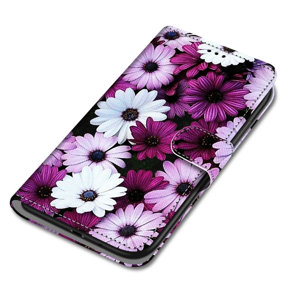 Anymob Samsung Case Black and White Cat Luxury Painted Flip Cute Playful Cat Wallet Phone Cover