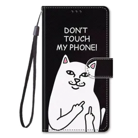Anymob Samsung Case Black and White Cat Luxury Painted Flip Cute Playful Cat Wallet Phone Cover