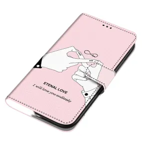Anymob Samsung Case Pink Love Painted Magnetic Flip Leather Card slot Wallet Book Style Cover
