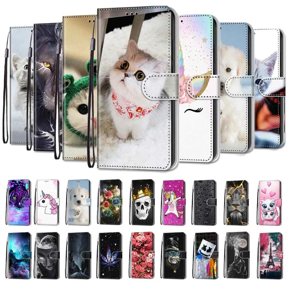 Anymob Samsung Case Pink Love Painted Magnetic Flip Leather Card slot Wallet Book Style Cover