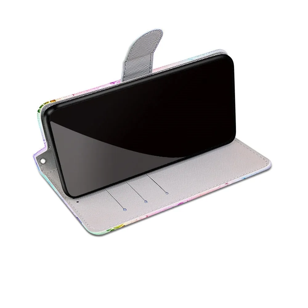 Anymob Samsung Case Pink Love Painted Magnetic Flip Leather Card slot Wallet Book Style Cover