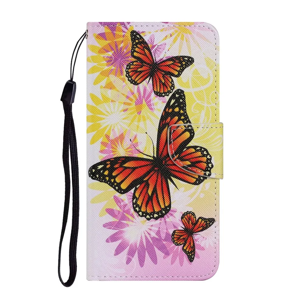 Anymob Samsung Colorful Flower And Butterfly Painted Case Flip Wallet Leather Phone Cover
