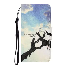 Anymob Samsung Finger Heart Pattern Phone Case Magnetic Flip Leather Wallet Painted Cover