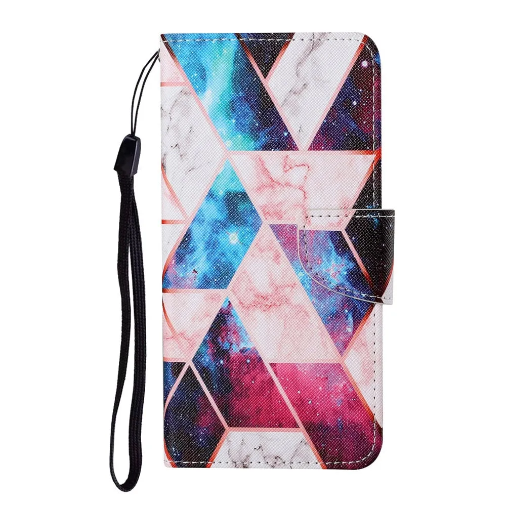 Anymob Samsung Flower Skull Pattern Phone Case Magnetic Flip Leather Wallet Painted Cover