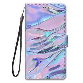 Anymob Samsung Lavender Silk Fashion Painted Flowers Flip Phone Case Leather Wallet Cover