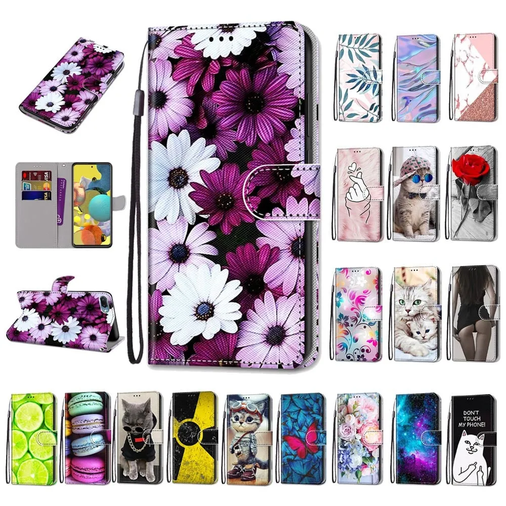 Anymob Samsung Lavender Silk Fashion Painted Flowers Flip Phone Case Leather Wallet Cover