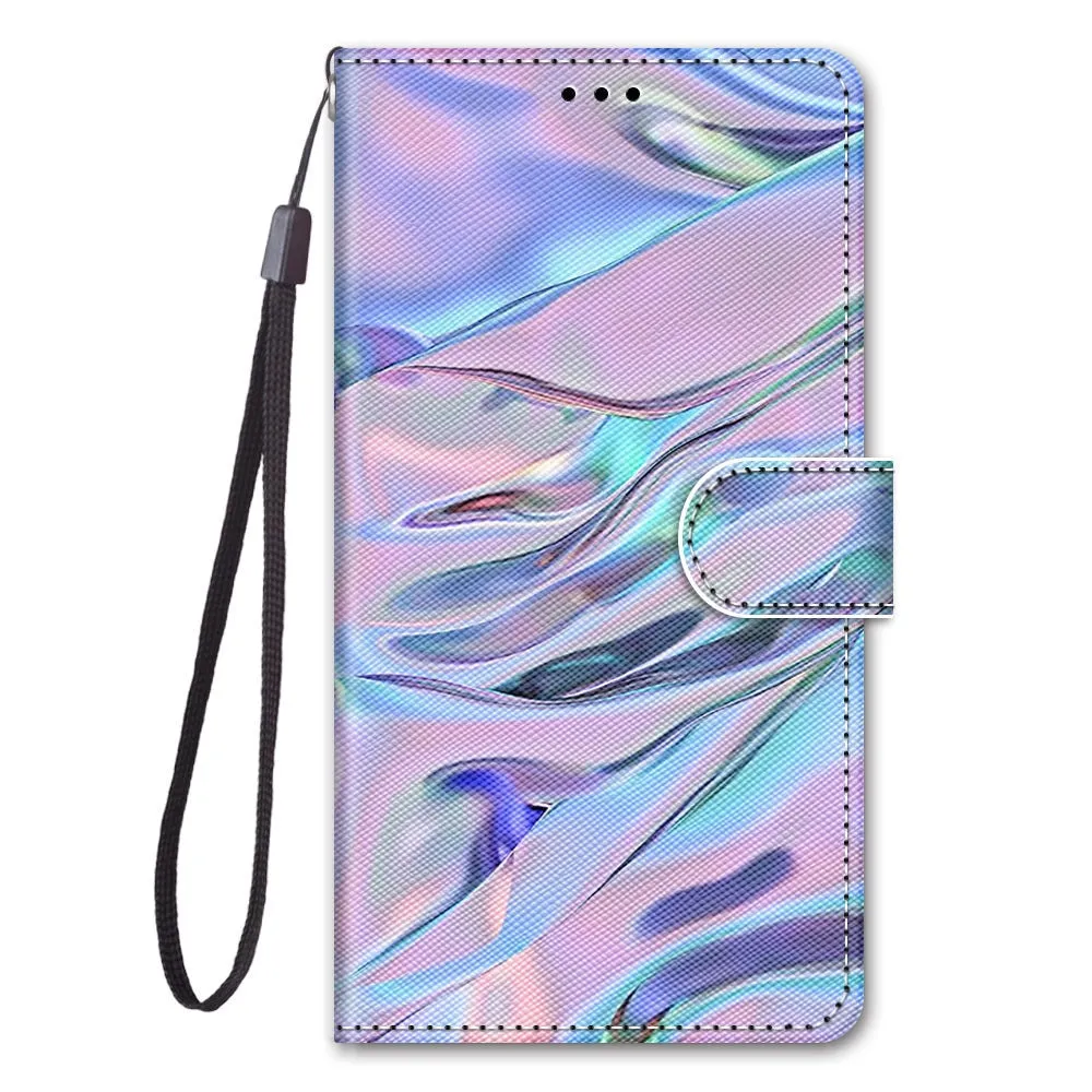 Anymob Samsung Lavender Silk Fashion Painted Flowers Flip Phone Case Leather Wallet Cover
