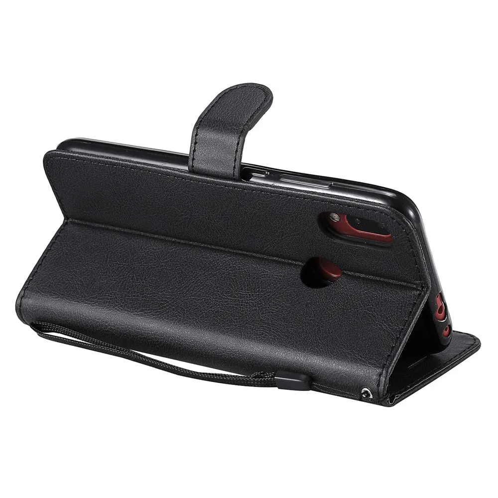 Anymob Samsung Phone Case Black Leather Cover Flip Wallet