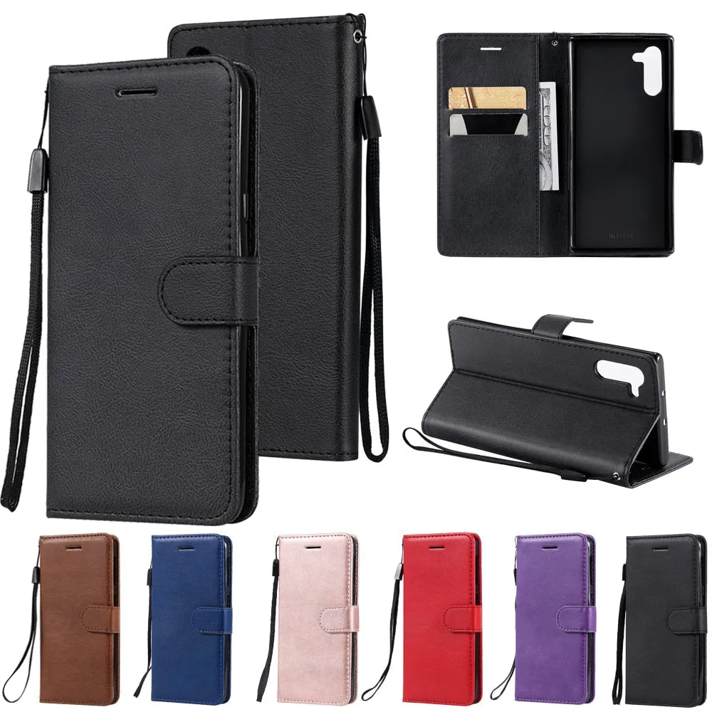 Anymob Samsung Phone Case Black Leather Cover Flip Wallet