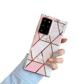 Anymob Samsung Pink Geometry Marble Case Silicon Phone Cover